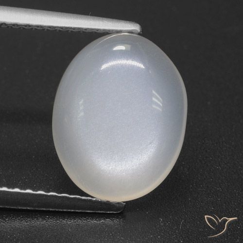 3.55ct طبيعي أبيض شفاف حجر القمر, بيضوي, نصف شفاف
