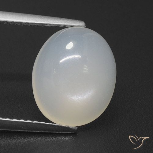 4.47ct طبيعي أبيض كريمى حجر القمر, بيضوي, نصف شفاف