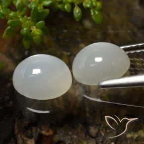 أحجار حجر القمر أبيض دافئ طبيعية، قصة بيضاوى، نصف شفاف، وزنها 3.27 قيراط