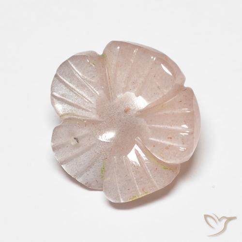 4.47ct طبيعي سالمون وردي حجر القمر, قص وردة, نصف شفاف