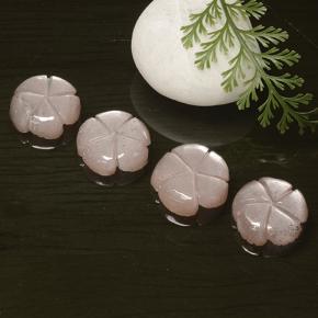 أحجار حجر القمر وردى فاتح جدا طبيعية، قص وردة، نصف شفاف، وزنها 17.30 قيراط