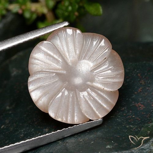 7.28ct طبيعي برتقالى خوخى حجر القمر, قص وردة, نصف شفاف