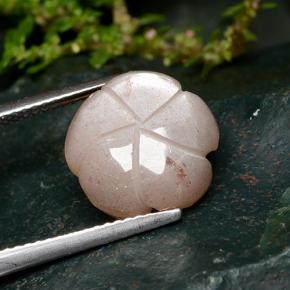 حجر القمر برتقالى خوخى طبيعي، قص وردة، 5.57 قيراط، نصف شفاف