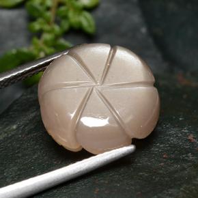 حجر القمر برتقالى خوخى طبيعي، قص وردة، 7.34 قيراط، نصف شفاف