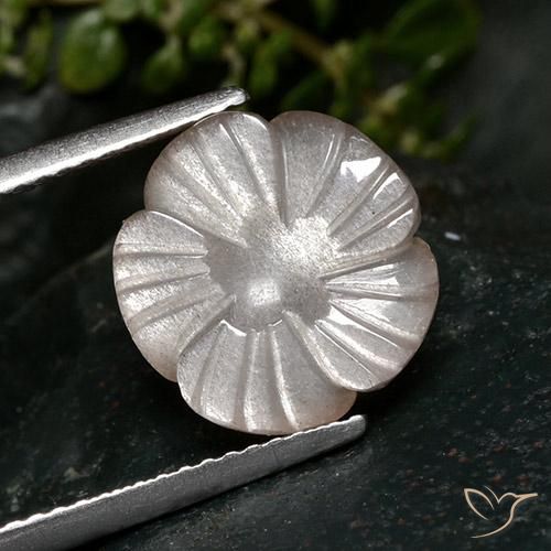 4.31ct طبيعي وردى فاتح جدا حجر القمر, قص وردة, نصف شفاف