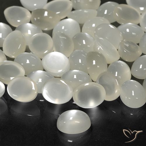 2.14ct طبيعي أبيض كريمى حجر القمر, بيضوي, نصف شفاف