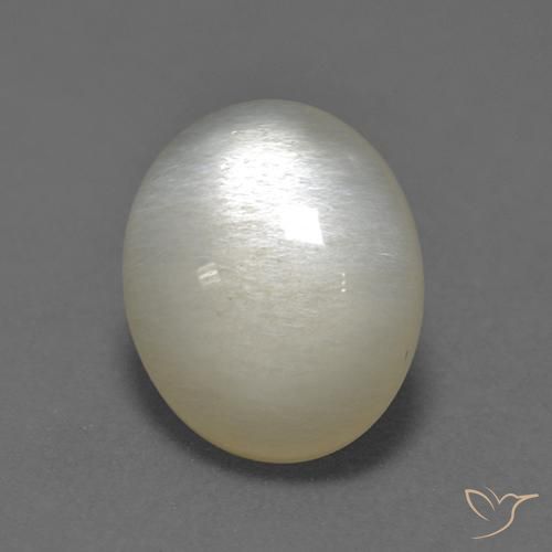 3.13ct طبيعي أبيض داكن حجر القمر, بيضوي, نصف شفاف