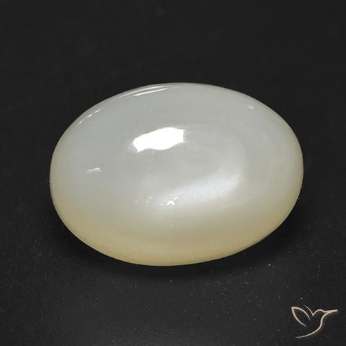 3.92ct طبيعي أبيض دافئ حجر القمر, بيضوي, نصف شفاف