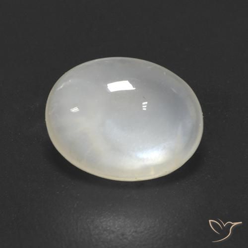 1.50ct طبيعي أبيض كريمى حجر القمر, بيضوي, شفاف