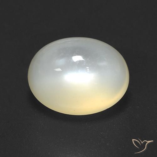 2.20ct طبيعي أبيض كريمى حجر القمر, بيضوي, نصف شفاف