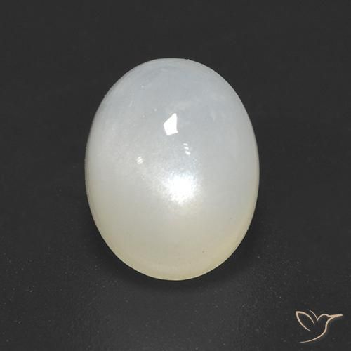 2.40ct طبيعي أبيض كريمى حجر القمر, بيضوي, نصف شفاف