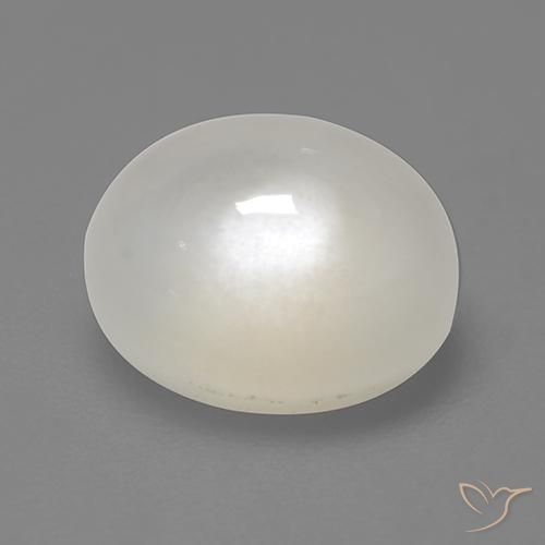 2.31ct طبيعي أبيض كريمى حجر القمر, بيضوي, نصف شفاف