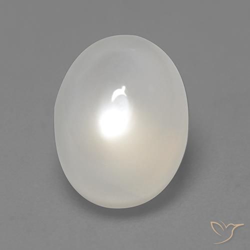 2.11ct طبيعي أبيض داكن حجر القمر, بيضوي, نصف شفاف