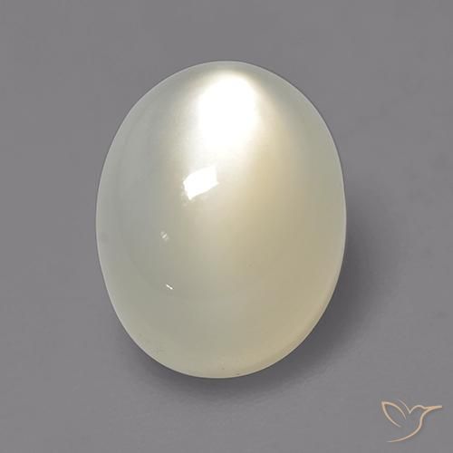 2.17ct طبيعي أبيض داكن حجر القمر, بيضوي, نصف شفاف