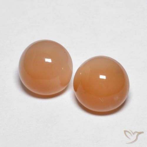 2.74ctw طبيعي Medium Light-Orange حجر القمر, دائري, شفاف