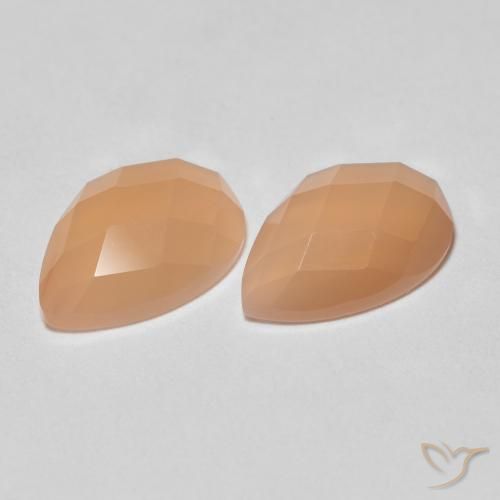 2.13ctw طبيعي Medium Light-Orange حجر القمر, شكل الكمثرى, شفاف