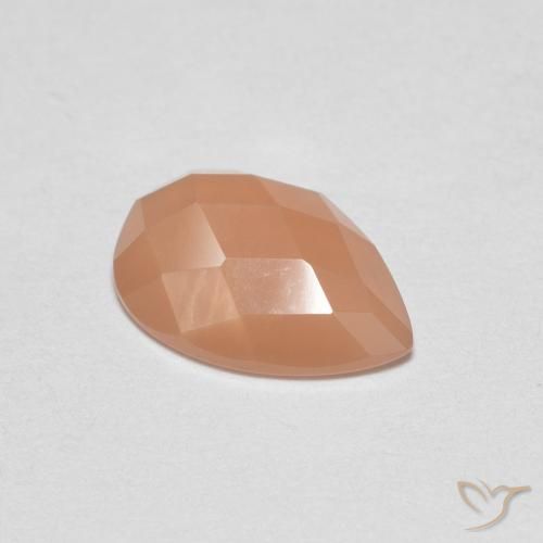 0.97ct طبيعي برتقالي فاتح حجر القمر, شكل الكمثرى, شفاف