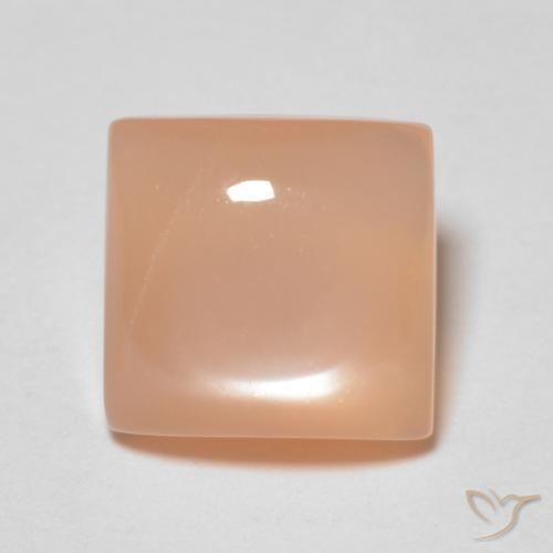 1.66ct طبيعي برتقالى خوخى حجر القمر, مربع, شفاف