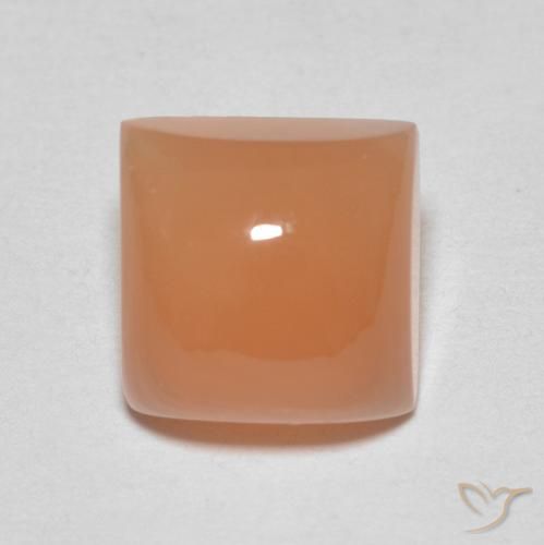 2.11ct طبيعي برتقالى محمر فاتح حجر القمر, مربع, نصف شفاف