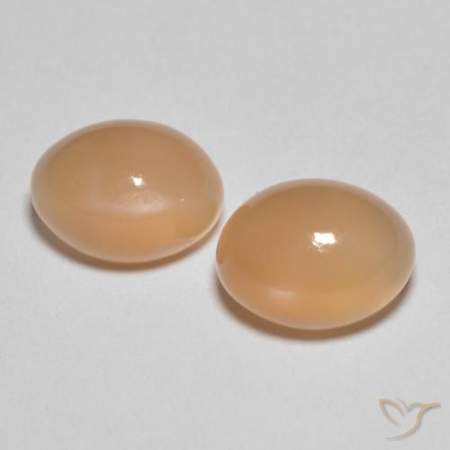 2.86ctw طبيعي Medium Light-Orange حجر القمر, بيضوي, نصف شفاف