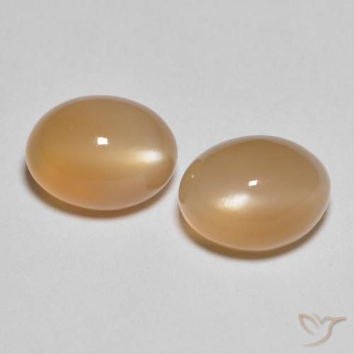 3.19ctw طبيعي Medium Light-Orange حجر القمر, بيضوي, نصف شفاف