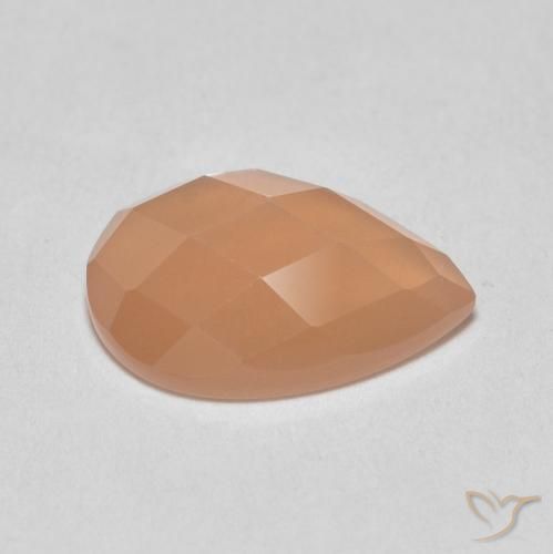 حجر القمر Medium Light-Orange طبيعي، شكل الكمثرى، 1.07 قيراط، نصف شفاف