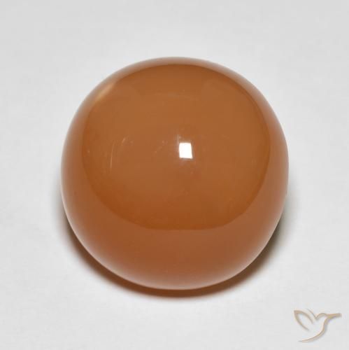 11.93ct طبيعي برتقالى متوسط حجر القمر, دائري, نصف شفاف