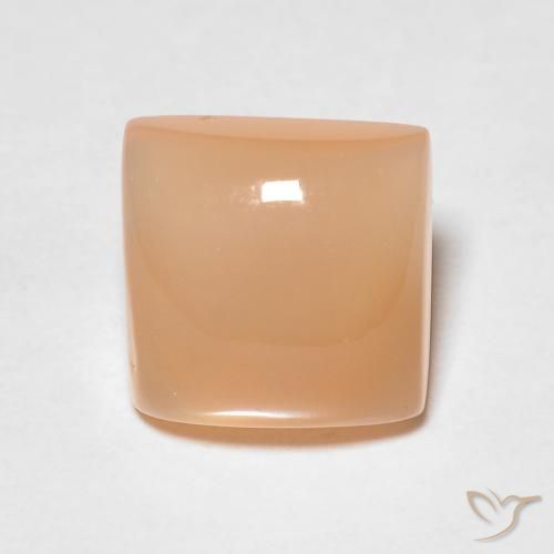 1.63ct طبيعي برتقالى متوسط حجر القمر, مربع, شفاف / نصف شفاف