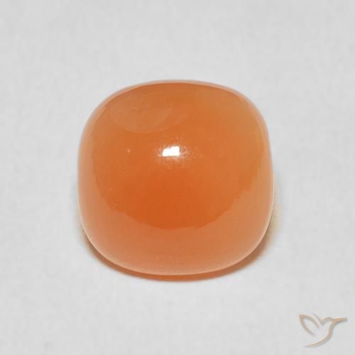 1.91ct طبيعي برتقالى خوخى حجر القمر, وسادة, نصف شفاف