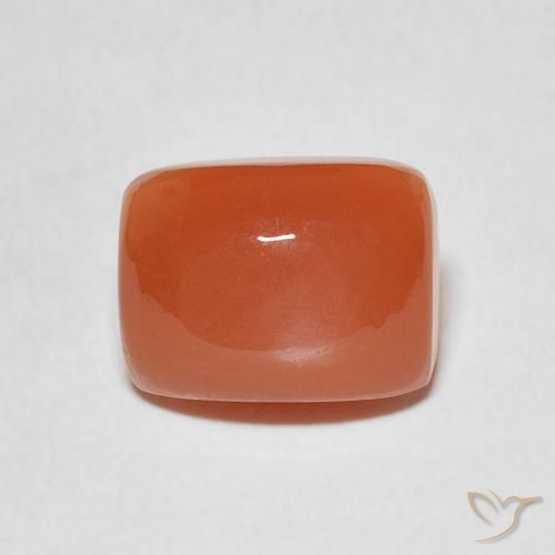 2.61ct طبيعي برتقالى محمر حجر القمر, وسادة, نصف شفاف