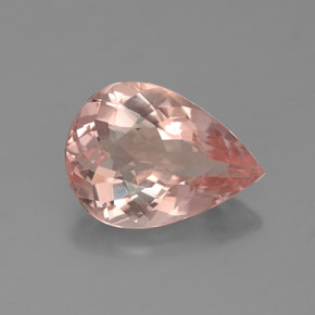 مورغانيت طبيعي بلون سلموني، وزن ‎2.86‎ قيراط، شكل شكل الكمثرى، مقاس ‎12x8.7‎ مم