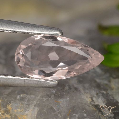 0.89ct طبيعي وردى فلامنجو مورغانيتي, شكل الكمثرى, VVS