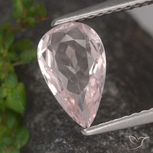 1.16ct طبيعي وردى زهرى مورغانيتي, شكل الكمثرى, VVS-VS