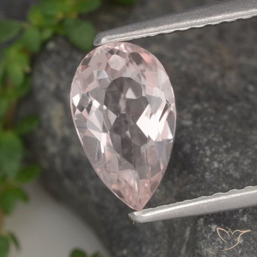 1.02ct طبيعي وردى فلامنجو مورغانيتي, شكل الكمثرى, VVS-VS