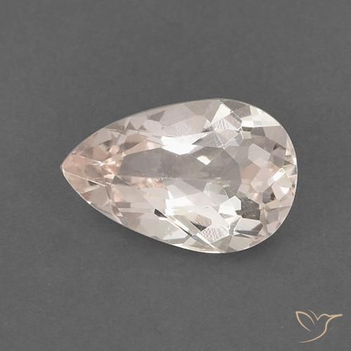 1.37ct طبيعي وردى فاتح-متوسط مورغانيتي, شكل الكمثرى, قليلا جدا