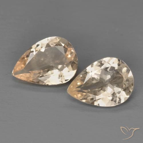 1.39ctw طبيعي Light Neutral Orange مورغانيتي, شكل الكمثرى, قليلا جدا