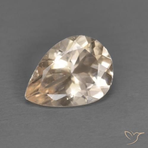 0.74ct طبيعي ذهبى فاتح مورغانيتي, شكل الكمثرى, قليلا جدا