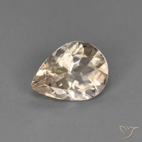 0.84ct طبيعي ذهبى فاتح مورغانيتي, شكل الكمثرى, قليلا جدا