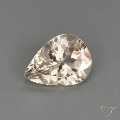0.95ct طبيعي ذهبى فاتح مورغانيتي, شكل الكمثرى, قليلا جدا