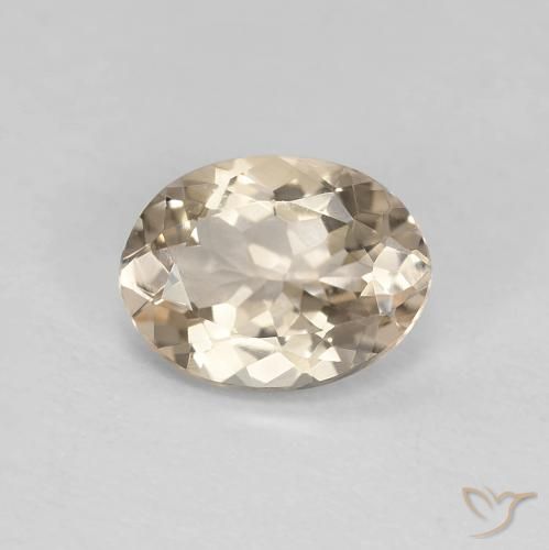 1.00ct طبيعي ذهبى فاتح مورغانيتي, بيضوي, VVS-VS