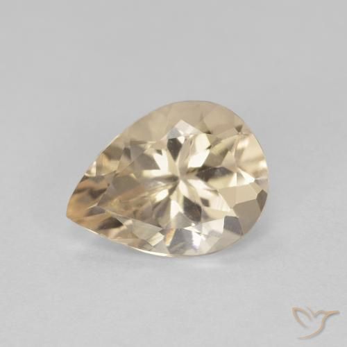 0.90ct طبيعي ذهبى فاتح مورغانيتي, شكل الكمثرى, قليلا جدا