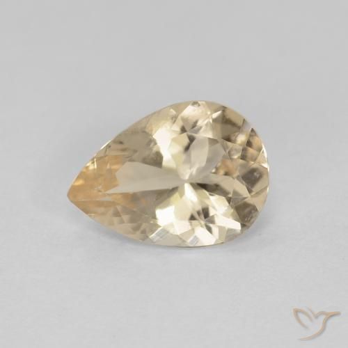 0.76ct طبيعي ذهبى فاتح مورغانيتي, شكل الكمثرى, VVS-VS