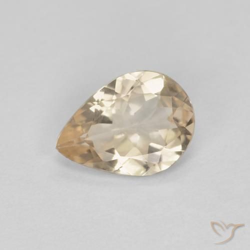 0.75ct طبيعي ذهبى فاتح مورغانيتي, شكل الكمثرى, قليلا جدا
