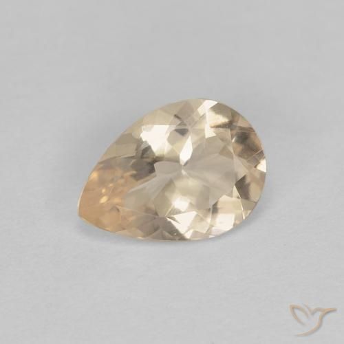 0.75ct طبيعي ذهبى فاتح مورغانيتي, شكل الكمثرى, قليلا جدا