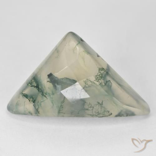 17.68ct طبيعي اخضر فاتح عقيق الطحلب, مثلثى, نصف شفاف