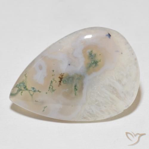 30.59ct طبيعي متعدد الألوان عقيق الطحلب, شكل الكمثرى, نصف شفاف