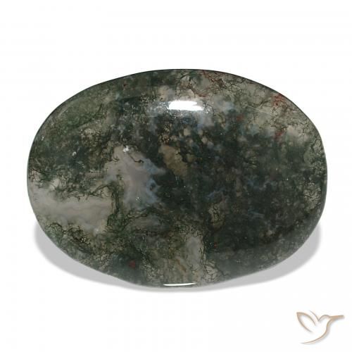 37.71ct متعدد الألوان عقيق الطحلب, بيضوي, نصف شفاف