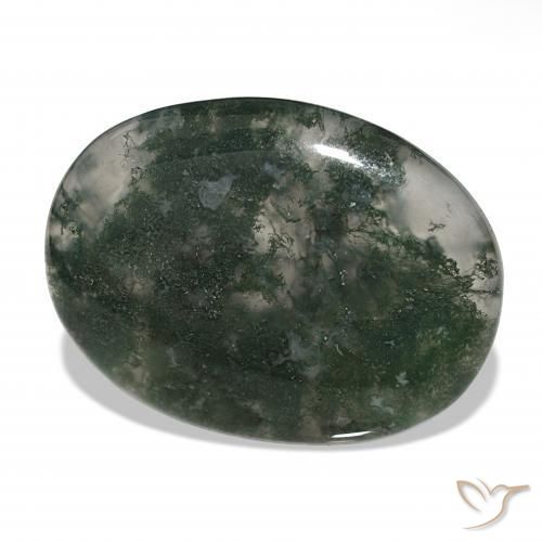 عقيق الطحلب متعدد الألوان طبيعي، بيضوي، 39.60 قيراط، نصف شفاف