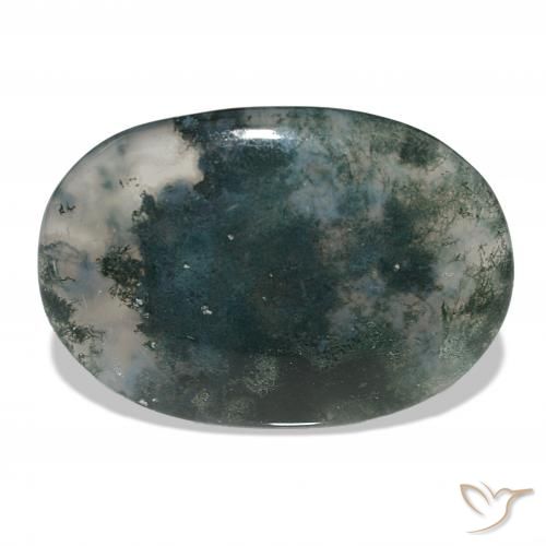 45.08ct متعدد الألوان عقيق الطحلب, بيضوي, نصف شفاف