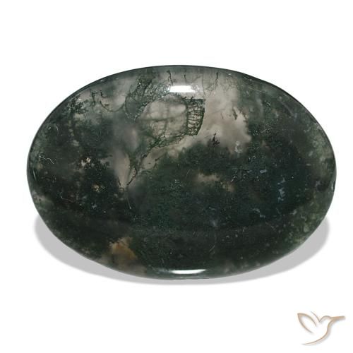 58.50ct متعدد الألوان عقيق الطحلب, بيضوي, نصف شفاف